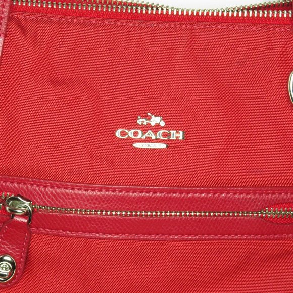Coach Nylon Zip Tote - True Red - Picture 2 of 3